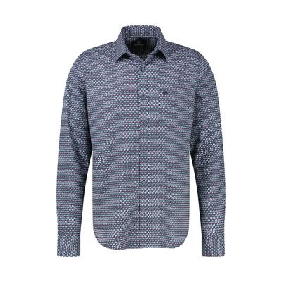 Langarmhemd LERROS "Sportliches Herrenhemd mit modernem Minimalprint-Design", Herren, Gr. L, Normalgrößen, bunt (muted rot), 100% Baumwolle, Hemden