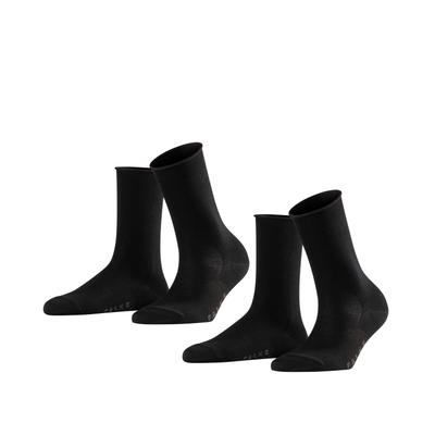 Socken FALKE "Active Breeze", Damen, Gr. 39-42, Sockengröße, schwarz (0010, schwarz mix), Obermaterial: 70% Lyocell, 28% Polyamid, 2% Elasthan, unifarben, Socken Socken, im Doppelpack, aus Lyocell, mit Rollbündchen, für Damen