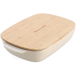 KitchenAid overschaal met bamboe deksel - large - amandel wit, Auflaufform, Beige