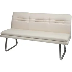 BERLINLODGE Sitzbank | HxBxT 90x160x58cm | Sitzhöhe 49cm | Rückenlehne Stoff/Textil Edelstahl gebürstet | Creme-Beige 160cm | Esszimmerbank Bank Polsterbank