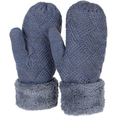 Fäustlinge STYLEBREAKER "Strickhandschuhe Fäustlinge mit Rauten Muster und Fleece", Damen, blau (jeansblau), Obermaterial: 100% Polyacryl PAN., Modisch, Handschuhe Fäustlinge