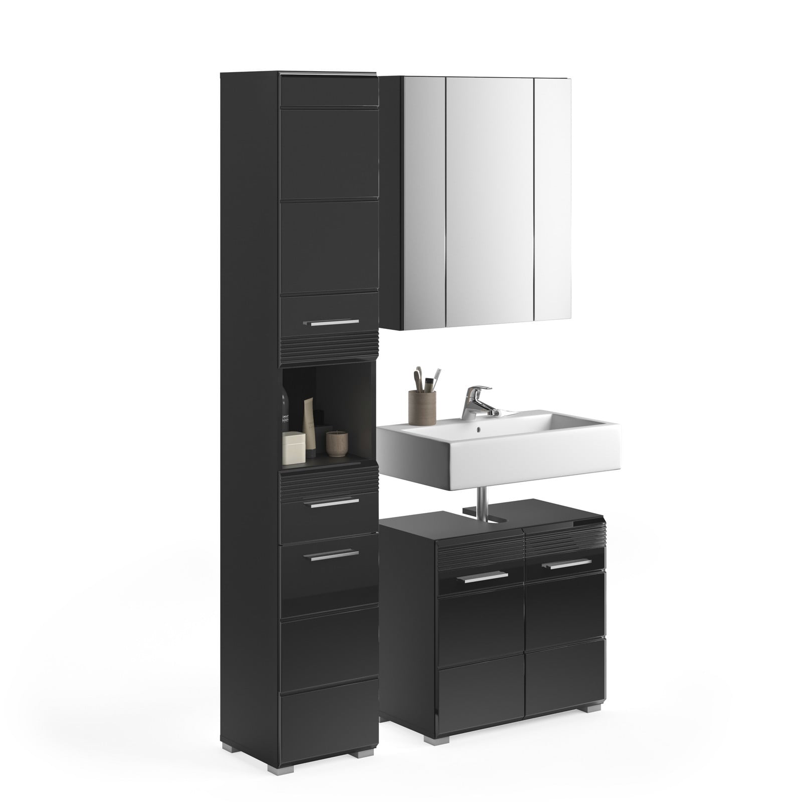 Linus badkamer L2 zwart hoogglans
