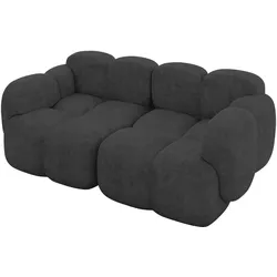 2-SITZER modulares Sofa Miko-S1 214x118x75 cm Dunkelgrau Velours