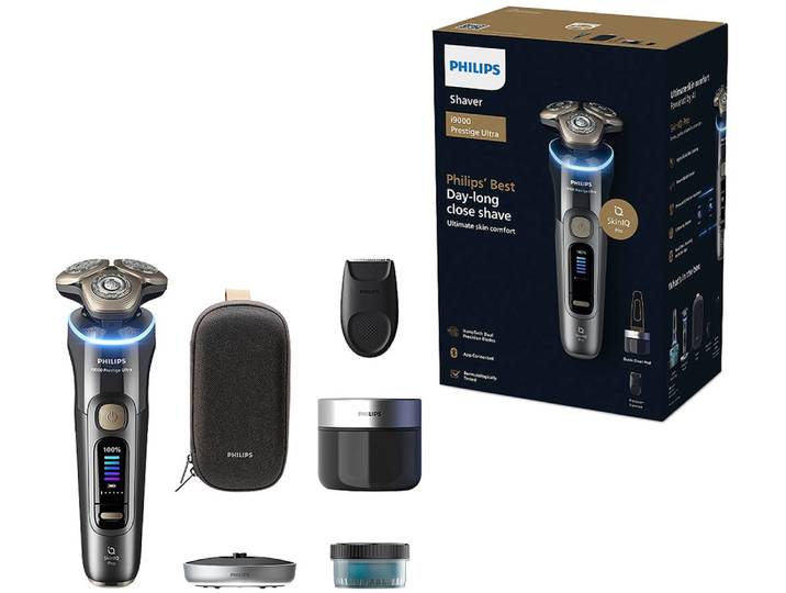 Elektrorasierer PHILIPS Series i9000 Prestige Ultra XP9402/31 , grau (anthrazit), Elektrorasierer, HerrenB:16cm H:24,5cm T:10,7cm, Elektrorasierer, mit SkinIQ Technologie, inkl. Ladestand, Reiseetui, 1 Kartusche, B:16cm H:24,5cm T:10,7cm