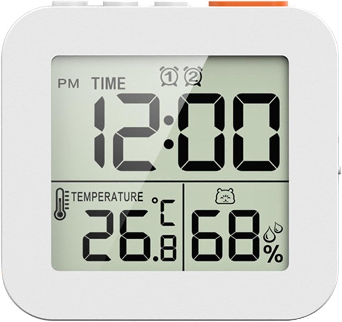 Digitale doucheklok met wekker en wandklok voor badkamer en keuken, wit
