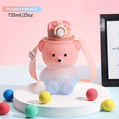 Uplifted Goods Cute Bear Portable Water Bottle pink 25oz