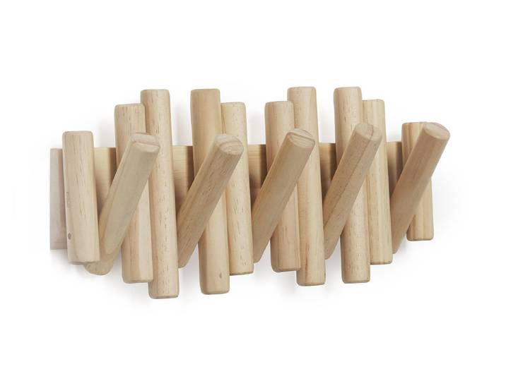 Garderobenleiste UMBRA Picket , beige (natur), B:38cm H:16,5cm T:4,5cm, Garderobenhalter, Garderobenleiste, Herkunftsland Holz: China