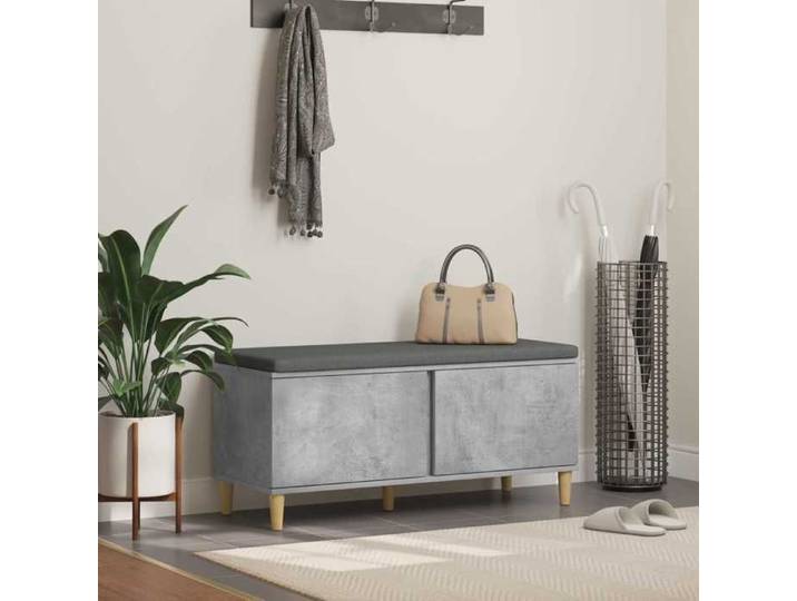 Moderne Banc d'entrée pratique - avec coussin - Gris Béton - 100x38x46 cm - Banquette d'entrée @FR 4154