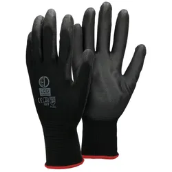 ECD Germany 1 Paar Arbeitshandschuhe PU-Beschichtet Größe 7-S Schwarz Atmungsaktiv Rutschfest Robust Montagehandschuhe
