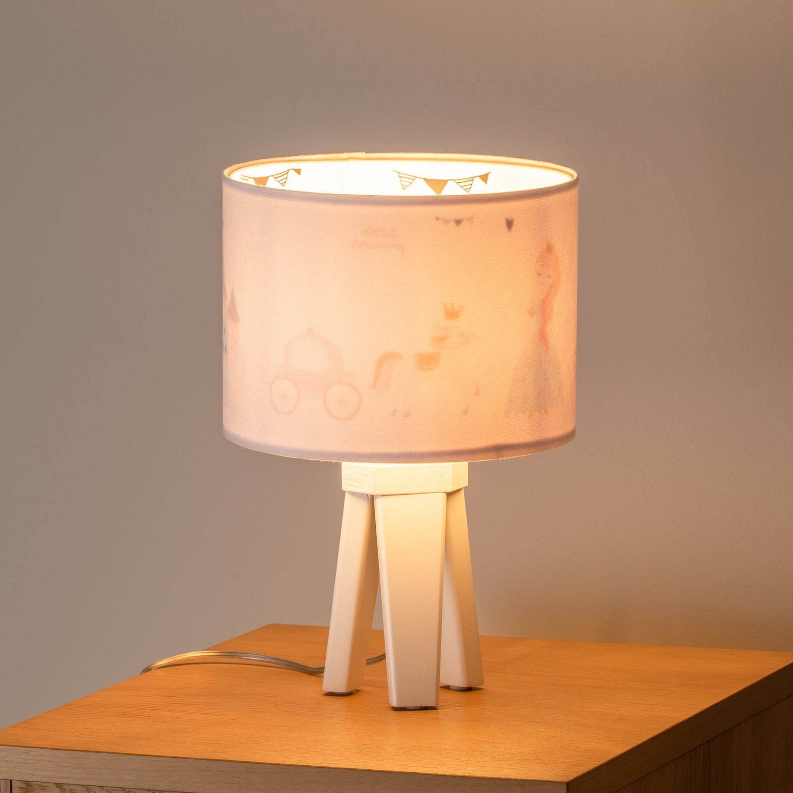 Tischlampe Mathilde Maco Design, weiß / opal, für Kinderzimmer, Holz, Tischlampe