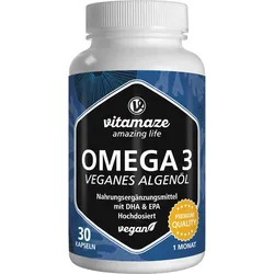 Omega 3 Vegan Algenöl Hochdosiert 30 ST