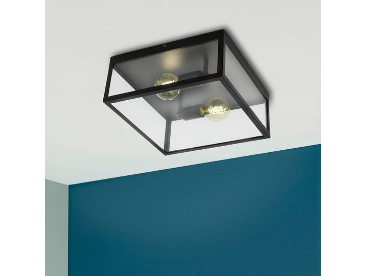 Plafonnier 36 x 16 x 36cm Noir Matériau principal : verre Matériau secondaire : Acier verni E27