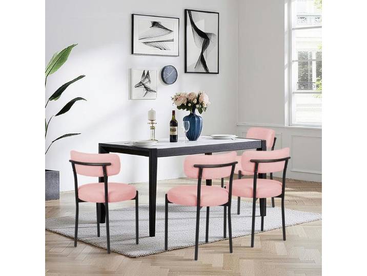 SUPFINE Chaises de Salle à Manger Chaises - Style Scandinave - Lot de 6 - Chaises de Cuisine en Velours Teddy - Jusqu'à 120kg