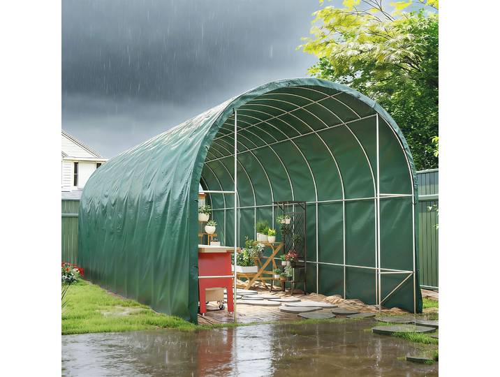 Outsunny Bâche Extérieure 6x8m PE 90g/m² Vert avec Œillets