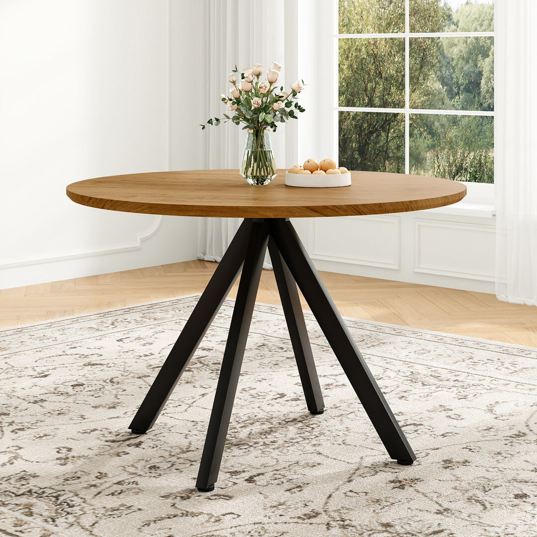 George Oliver Whole Board Round Dining Table Natural/Black 75cm H x 100cm L x 100cm W