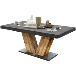 ESSTISCH ausziehbar Elena 160x90x76 Plankeneiche/Graphit