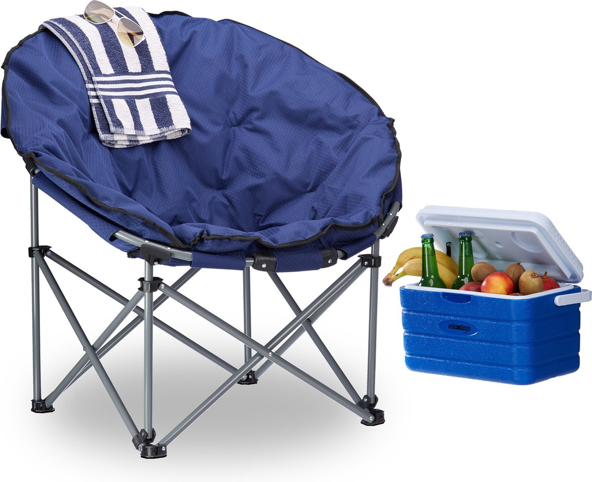 Relaxdays Moonchair campingstoel donkerblauw - opvouwbaar - tot 120 kg belastbaar
