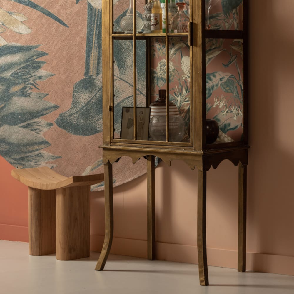 Meubles & Design Tabouret bas avec assise arrondi moderne en bois 50x25x45cm Beige 50x45x25cm