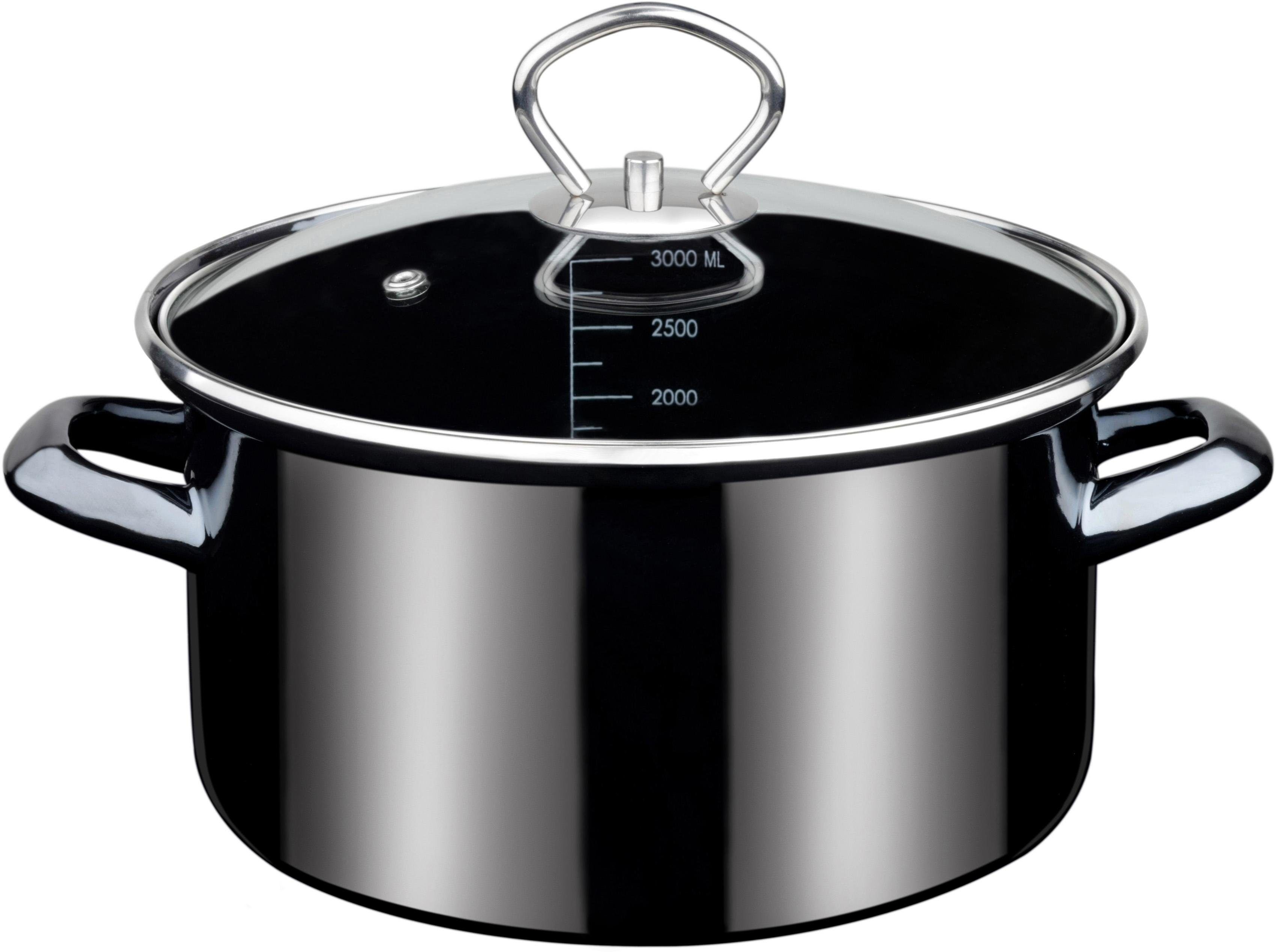 Bratentopf GSW "Profi-Black-Star", schwarz, H:10,5cm Ø:20cm, Töpfe, Bratentopf, Induktion