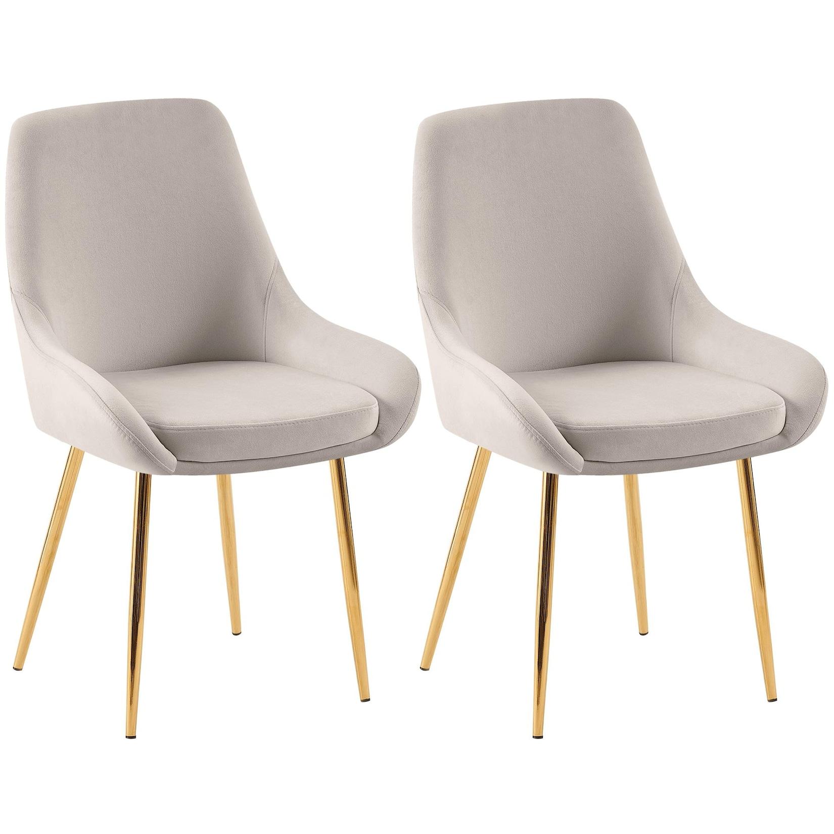 CLP 2er Set Esszimmerstuhl Elmira Samt gold Farbe: grau, Material Gestell: Metall gold