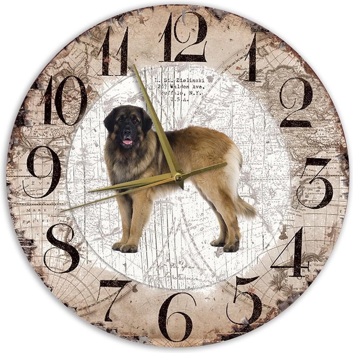 Houten Klok Hond Leonberger - 30 cm