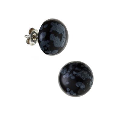 Paar Ohrstecker JOBO "Ohrringe mit Schneeflocken-Obsidian", silber (silber 925), Ohrringe, Damen, 12mm, Silber 925 (Sterlingsilber), 925 Silber rhodiniert