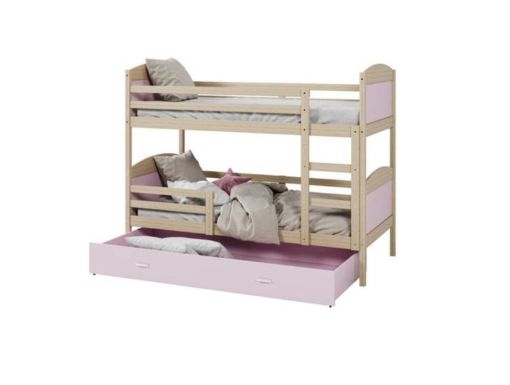 Lit Superposé Matys 80x160 tiroir Pin - rose