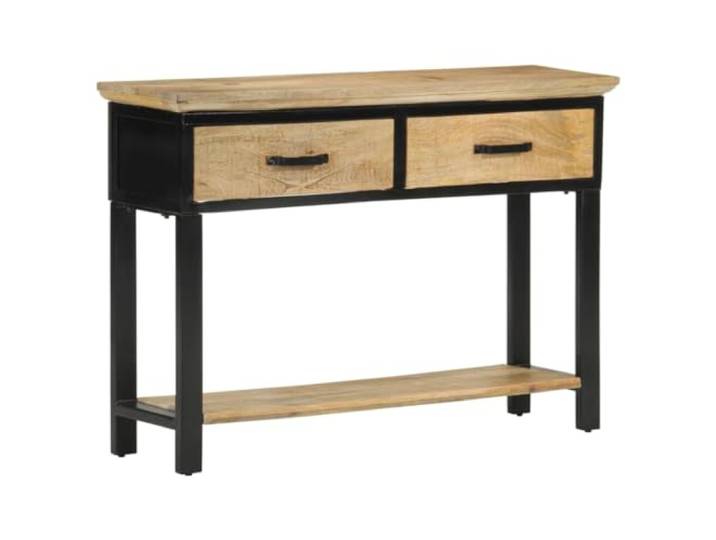 Favemtsl Konsolentisch Massivholz Mango Flurtisch 110x30x75 cm Schlanker Beistelltisch aus Mangoholz mit 2 Schubladen und Ablage fuer Ordnung im Flur, Eingangsbereich oder Wohnzimmer.