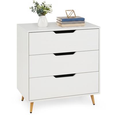 COSTWAY Kommode mit 3 Schubladen, Metallbeinen & Kippsicherung, 69,5x40x79 cm
