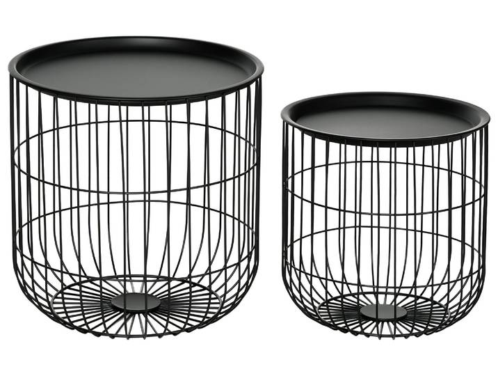 HOMCOM 2er-Set Couchtisch Beistelltisch im Skandidesign Kaffeetisch mit Stauraum