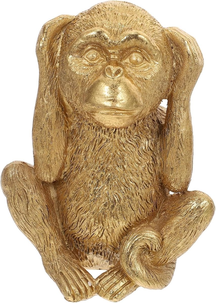 Goud Hars Aap Beeldje Decoratie Ornament voor op Tafel