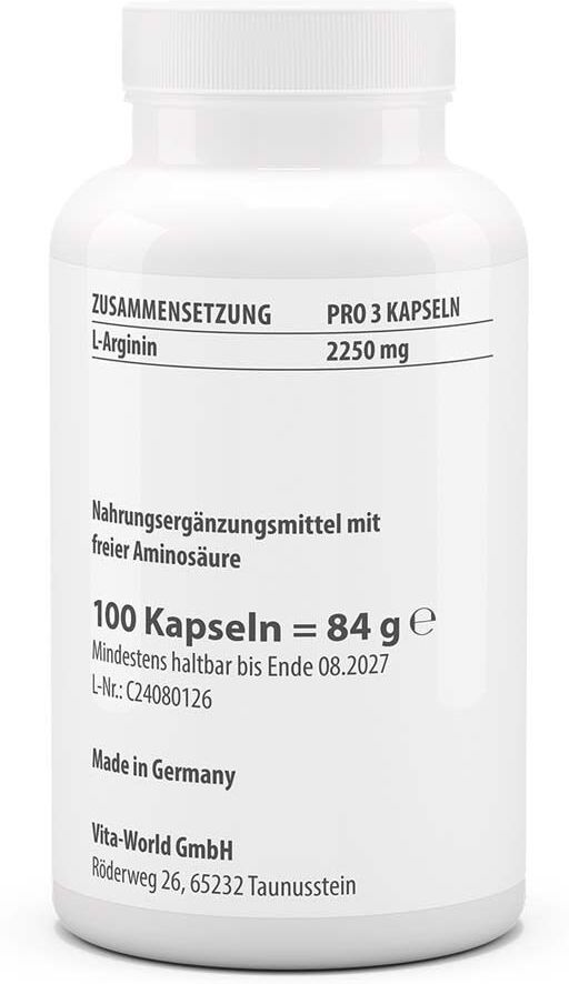 vitaworld Arginin 750 mg Kapseln 100 St