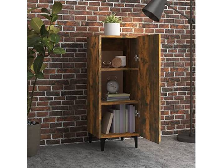 KTHLBRH Anrichte Eiche Rauch 34,5 x 34 x 90 cm Holz mehrschichtig Praktisch zu reinigen, großer Stauraum, elegantes Design, inklusive Wandbefestigung