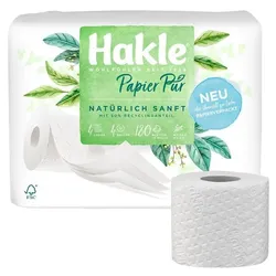 Hakle Toilettenpapier Pur NATÜRLICH SANFT 4-lagig 4 Rollen (1 Pack à 4 Rollen) weiß