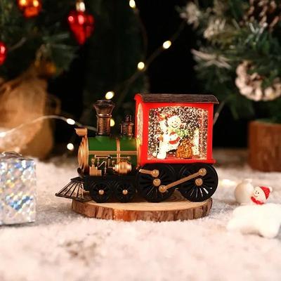 Uplift Picks Lighted Christmas Crystal Ball Santa Train Creates Magical Holiday Ambiance Decor snow Man (b)