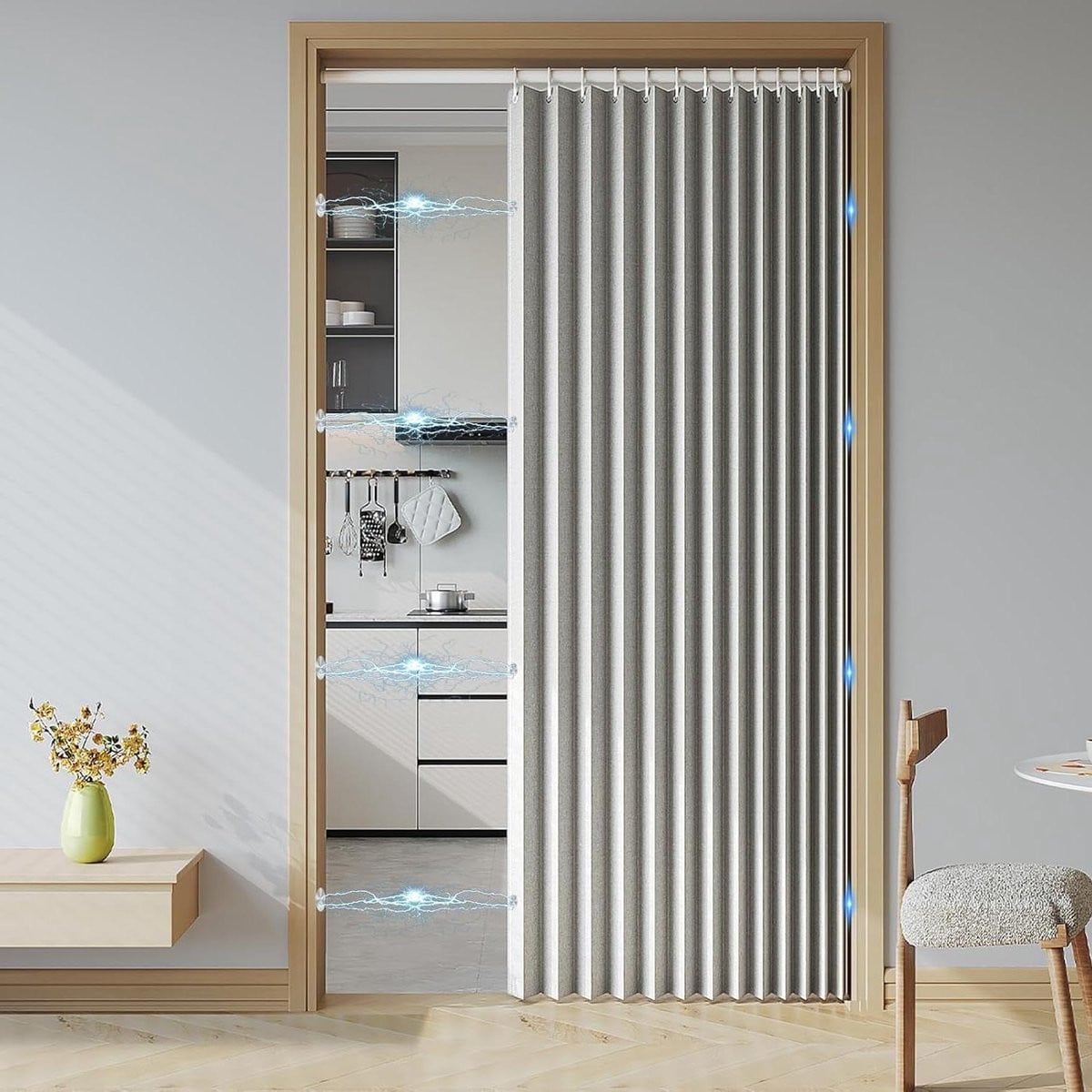 Magnetisch Deurgordijn Grijs - Opvouwbaar en Blackout - 150 x 220 cm