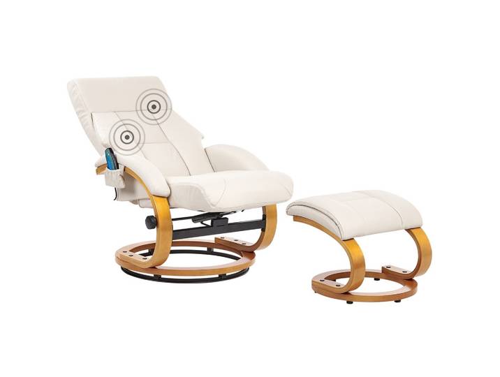MASSAGESTUHL mit Fußstütze Kunstleder Hellbeige Force