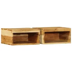 Helloshop26 - Set aus 2 wandmontierten TV-Möbeln aus massivem Akazienholz praktische und elegante Aufbewahrung 40 x 30 x 19 cm 02_0057700