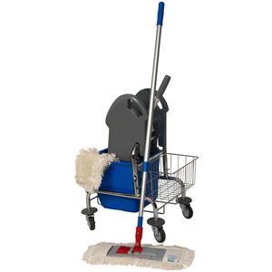 Meiko Reinigungswagen Set, Einfachfahrwagen, mit Presse, Bodenwischer 50 cm & Eimer 17 Liter