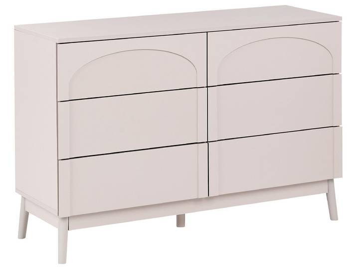BELIANI Kommode Hellbeige Faserplatte mit Holzfüßen 6 Schubladen ohne Griffe Modernes Schlichtes Design Schubladenschrank für Schlafzimmer