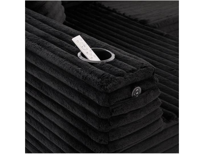 Canape U 6 Places Velours Cotele Noir Canape Modulable FloraGrace Pour Salon Porte-Gobelet Et Poche 320x155x88cm