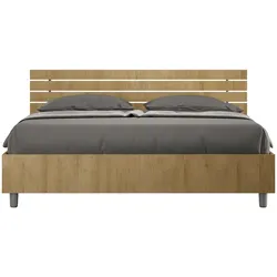 Ankel Doppelbett mit Stauraum, 160x200 cm, gerades Kopfteil mit Eichenlatten