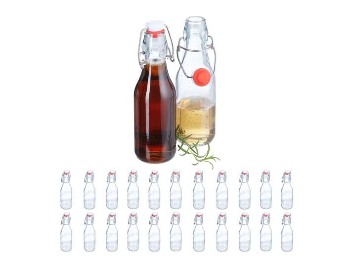Glasflaschen Bügelverschluss 24er-Set Weiss-Rot-Transparent