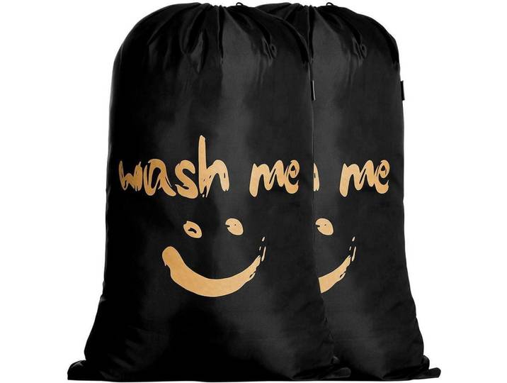 Wäschesack 2-teiliges Set 120L 420D Nylon Schwarz, 91.9x1.5x92 cm, Haushalt & Reinigung, Wäschepflege, Wäschekörbe & Wäschetonnen