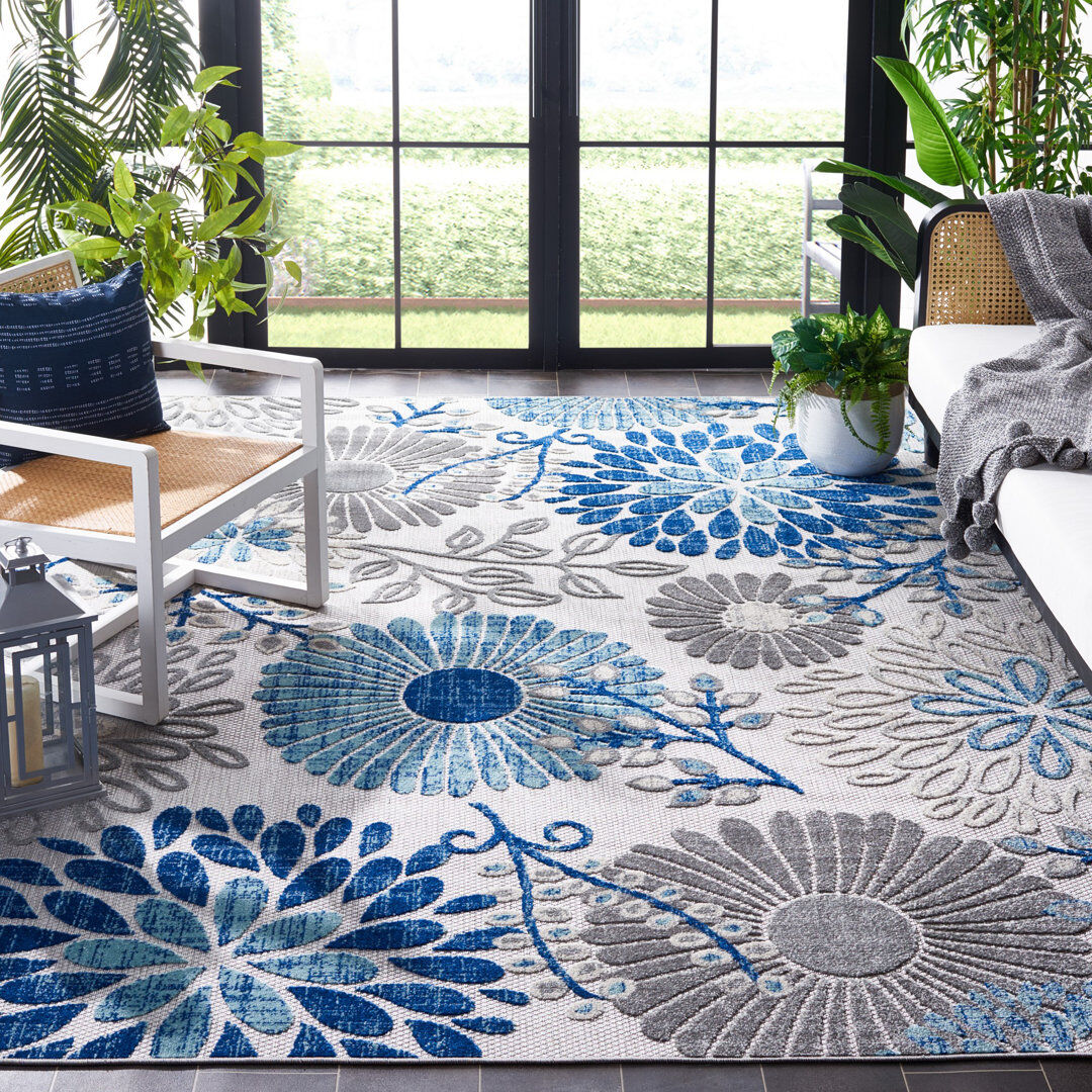 Blue Elephant Kellems Indoor/Outdoor Grey/Royal Blue Rug Royal Blue;Gray Rectangle 235 x 305cm