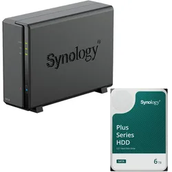 Synology DiskStation DS124 1 Einschub NAS-Server Leergehäuse + 1x Plus 3.5"" SATA HDD F... (1 x 6 TB), NAS