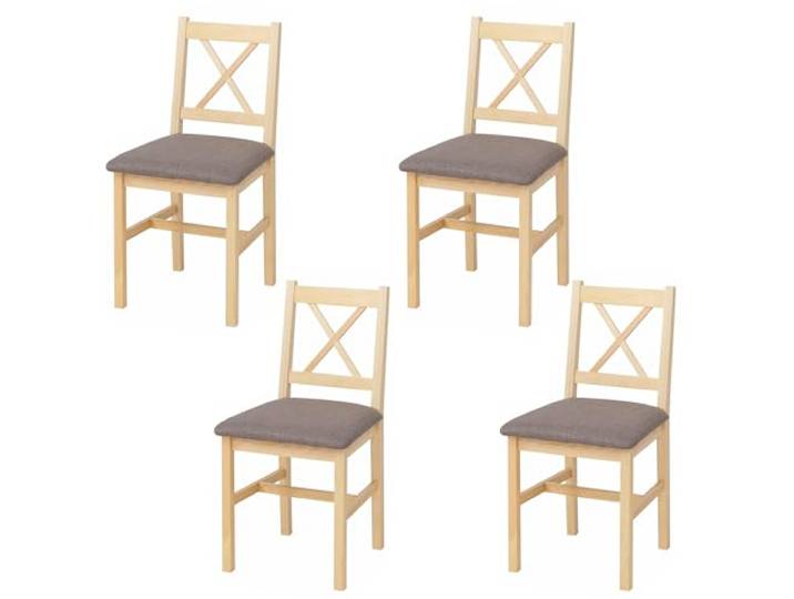 Mendler 4er-Set Esszimmerstuhl HWC-F77 - Natur, Polster grau
