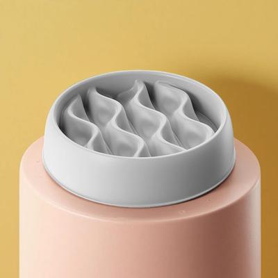 Inspired Finds Anti Splash Slow Feeder Cat Bowl Set With Dual Food & Water Dish gray