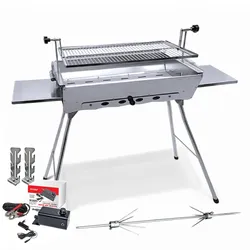 Grillpeter Mangal Ideal Grill Edelstahl 2mm mit Döner Hähnchen Drehspieß Motor