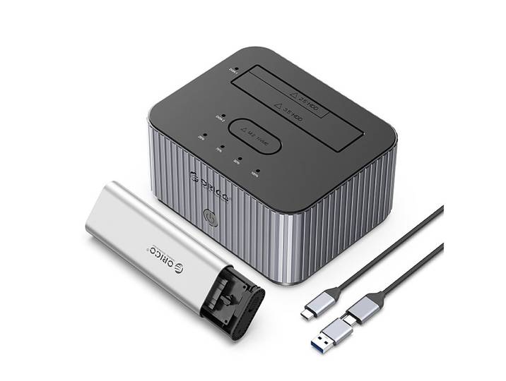 ORICO Festplattendock Klonstation Laufwerksdock Dockingstation (Offline-Klonen, 10 Gbit/s, M.2 NVMe & SATA, bis 30 TB)